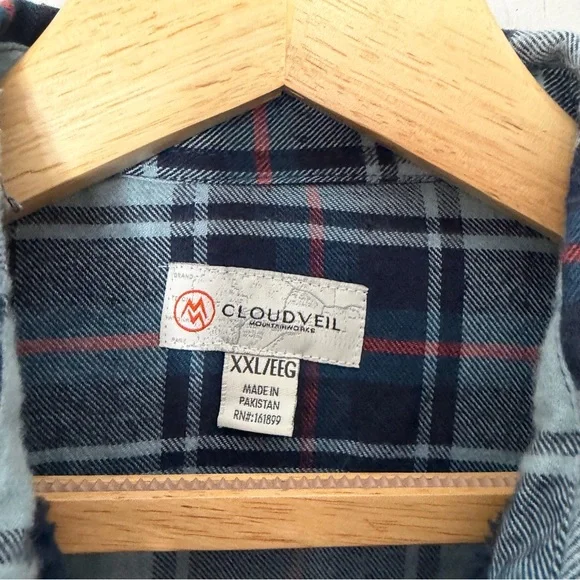 Cloud Veil Men’s Flannel Fleece Lined Shirt Jacket Shacket Plaid Flannel XXL v